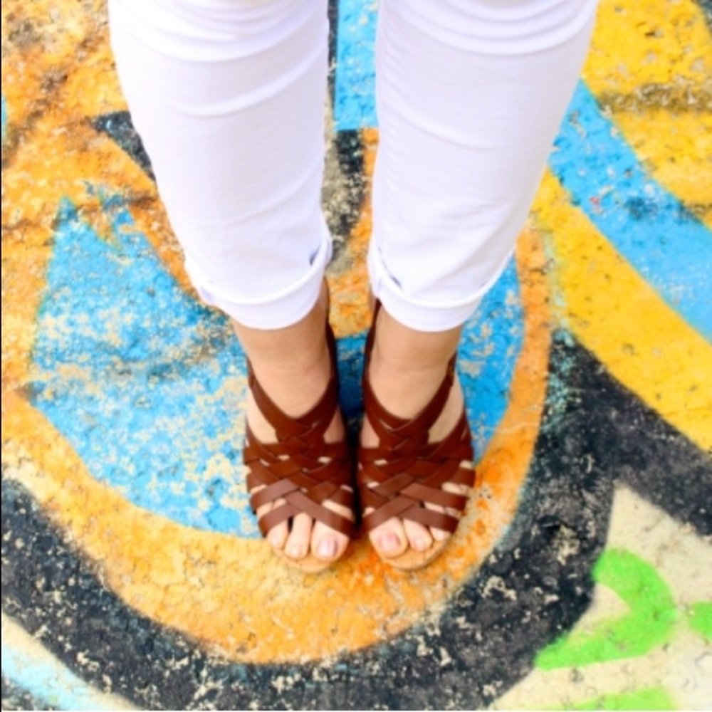 Guess Brown Leather Wedges